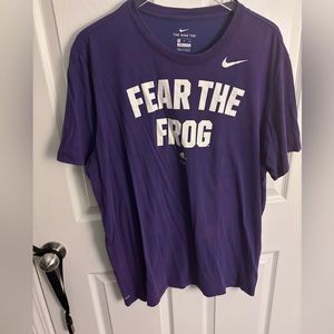 Purple fear the frog tcu dri fit Nike tee tcu